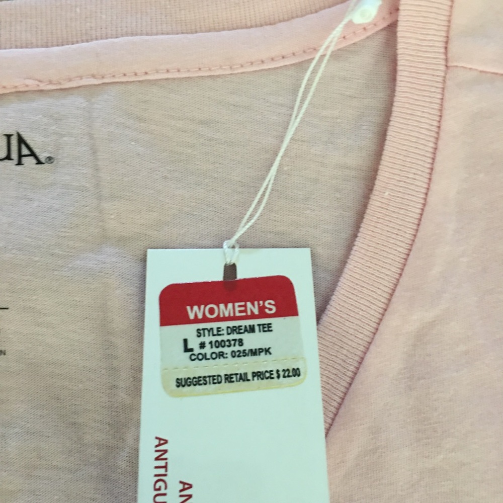 Antigua short sleeved t-shirt. NWT. V-neck. Cotton. Fitted.Pink. BUNDLE 4/$30 - Picture 4 of 7